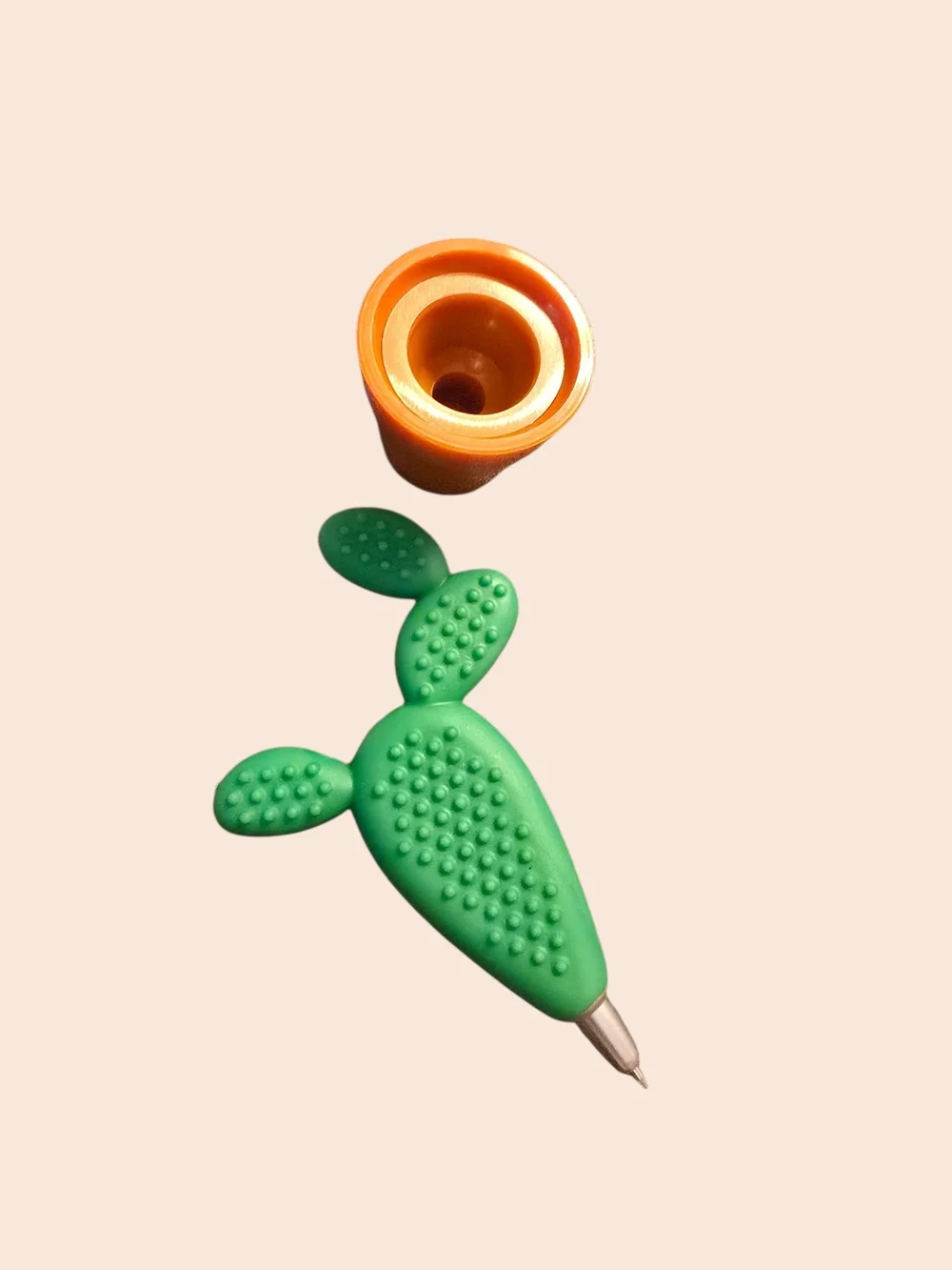 Prickly Pen Cactus Silicone Pen with Flower Pot Holder Desk Accessory New